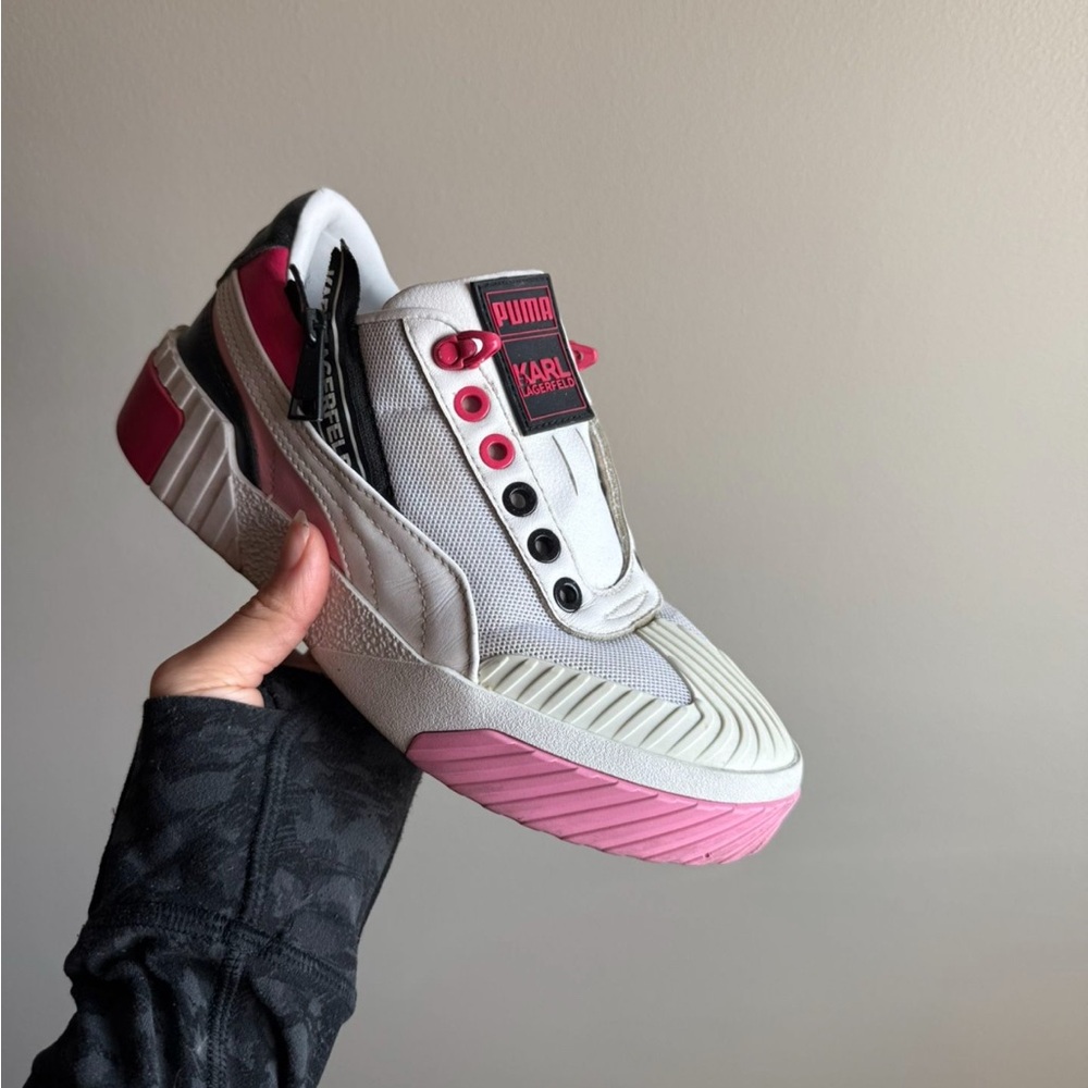 PUMA Karl Lagerfeld Pink and White Sneakers